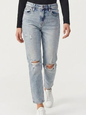 Hidden Jeans Distressed Light Wash High Rise Straight Leg Denim‎ HD1168BF-VT 25